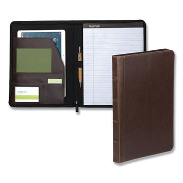 Samsill® Vintage Hardback Zipper Portfolio, Vinyl, Dark Brown, 11 X 8 1-2 freeshipping - TVN Wholesale